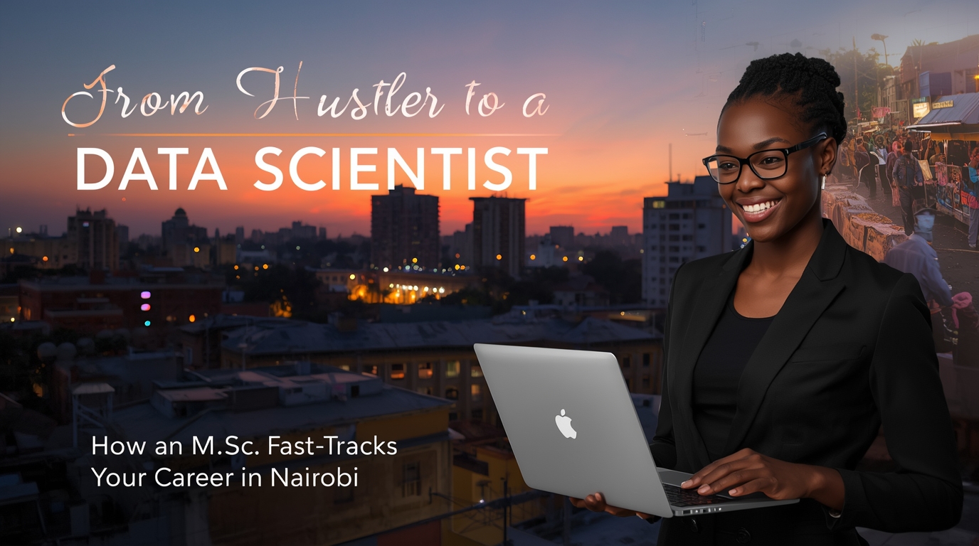 Your hustle got you here, but data will get you there. See how an M.Sc. fast-tracks your career from ambition to a top data scientist job in Nairobi.
